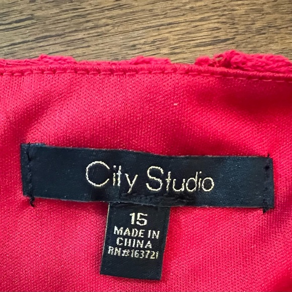City Studio NWOT Red Lace Party Dress. Size 15 - Picture 6 of 6